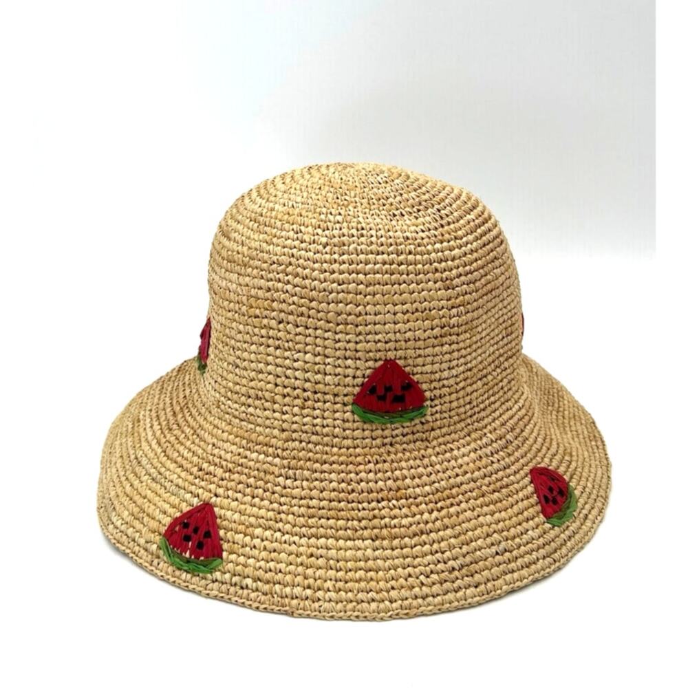 Haute Hippie Raffia Hat Watermelon Motif
